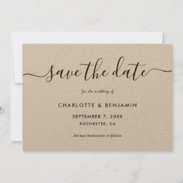 Reserve A Data Casamento de Papel Kraft com Script Moderno Elegan
