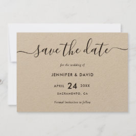 Reserve A Data Casamento de Papel Moderno Elegante Kraft