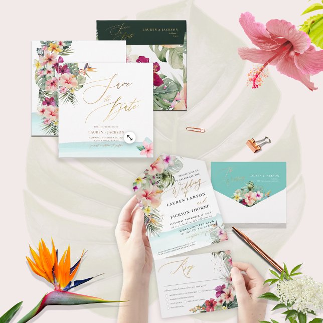 Reserve A Data Casamento de Paraíso Tropical ArtsApp Chic (Criador carregado)
