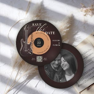 Reserve A Data Casamento de Passagem de Música Salvar Data Vintag