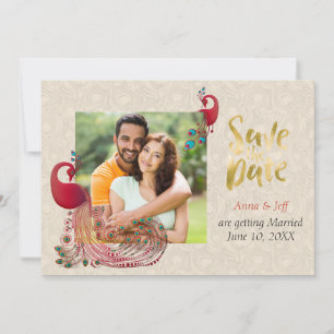 Reserve A Data Casamento de Pavão Hindu Indiano Save the Date