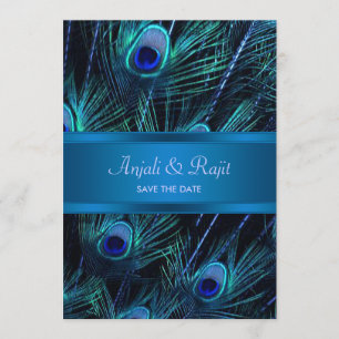 Reserve A Data Casamento de penas de pavão roxo azul real