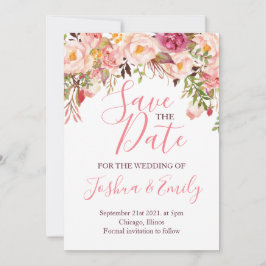 Reserve A Data Casamento de Peony Boho Rosa Botânico Floral