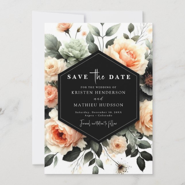 Reserve A Data Casamento de Pêssego Elegante Light Sage (Frente)