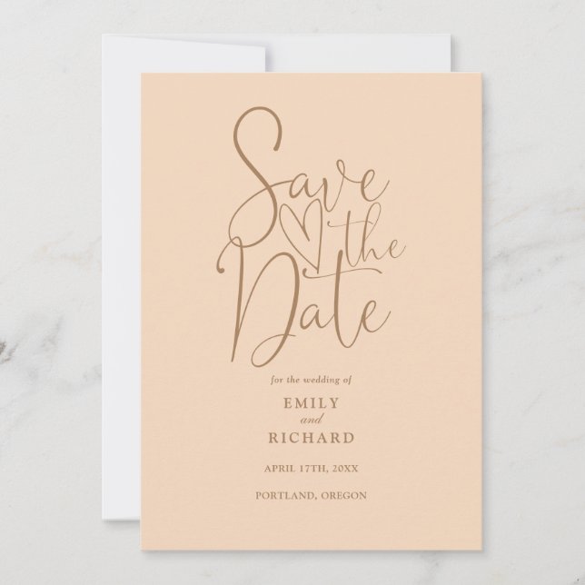 Reserve A Data Casamento de Pêssego Suave do Código QR Moderno El (Frente)