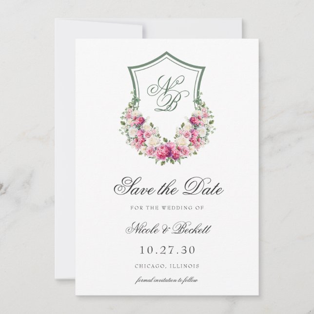 Reserve A Data Casamento de Peste Floral Rosa (Frente)