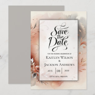 Reserve A Data Casamento de Pétalas Blushing e Prata Swirls