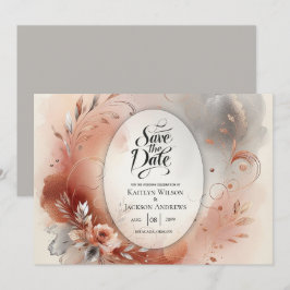 Reserve A Data Casamento de Pétalas Blushing e Prata Swirls