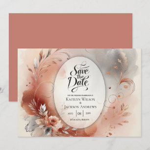 Reserve A Data Casamento de Pétalas Blushing e Prata Swirls