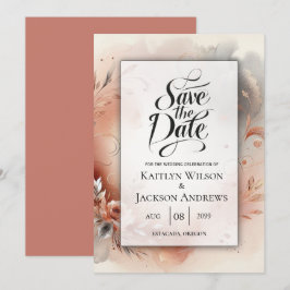 Reserve A Data Casamento de Pétalas Blushing e Prata Swirls