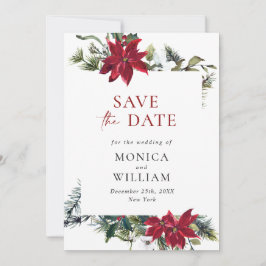 Reserve A Data Casamento de Poinsettia Pine Watercolor Elegante