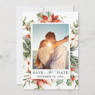 Reserve A Data Casamento de Poinsettia Pine Watercolor Elegante