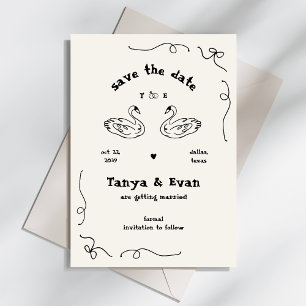 Reserve A Data Casamento de Portas do Monograma do Cisne Simétric