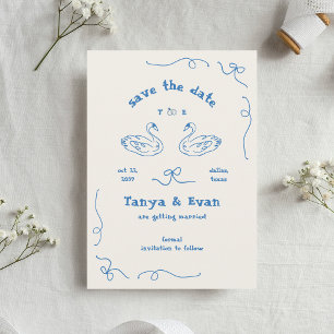 Reserve A Data Casamento de Portas do Monograma do Cisne Simétric