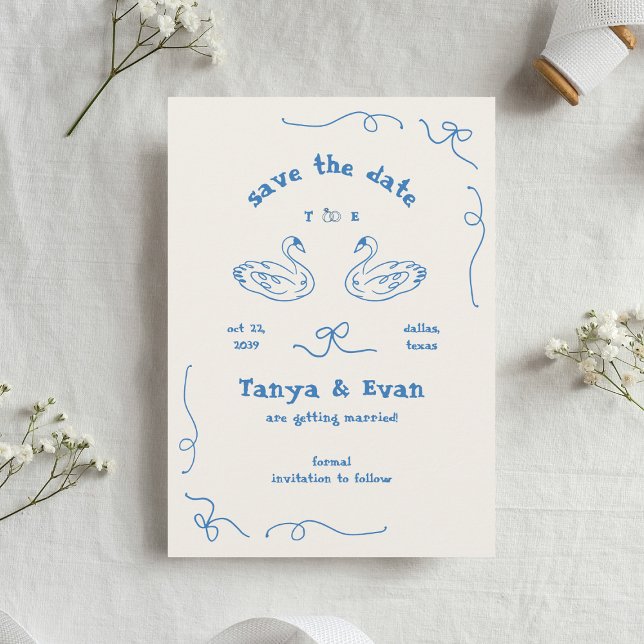 Reserve A Data Casamento de Portas do Monograma do Cisne Simétric (Criador carregado)