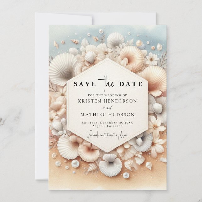 Reserve A Data Casamento de Praia Clássico de Watercolor (Frente)