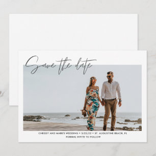 Reserve A Data Casamento de Praia com Foto Moderna Salve a Data