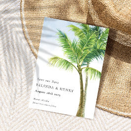 Reserve A Data Casamento de Praia de Árvore de Watercolor Palm