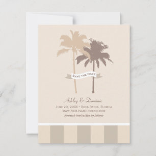 Reserve A Data Casamento de Praia de Beige Palm Trees Neutro