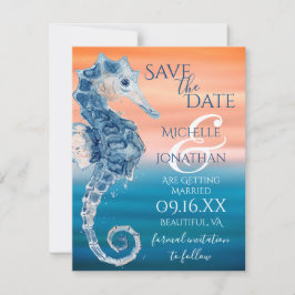 Reserve A Data Casamento de Praia de Cavalo-do-Mar Azul e Coral
