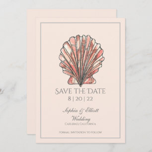 Reserve A Data Casamento de praia de Watercolor Seashell