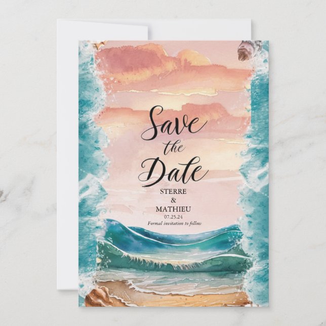 Reserve A Data Casamento de praia digital Boho (Frente)