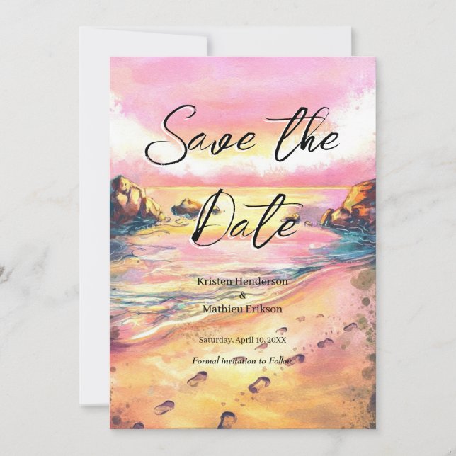 Reserve A Data Casamento de Praia Imísica Moderna (Frente)