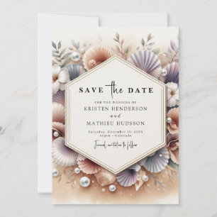 Reserve A Data Casamento de Praia Moderno de Seashell