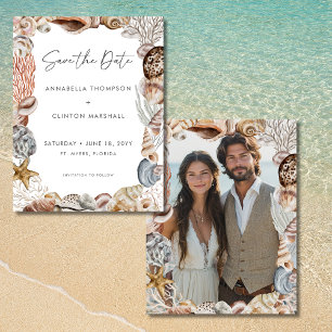 Reserve A Data Casamento de Praia Neutral da Seashell com Waterco