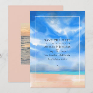 Reserve A Data Casamento de Praia no Verão em Aquarela Foto Salve