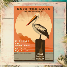 Reserve A Data Casamento de Praia Pelican Retro Modern