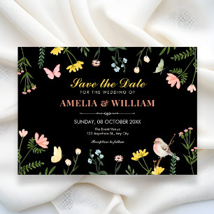 Reserve A Data Casamento de primavera com floral de aquarela pret