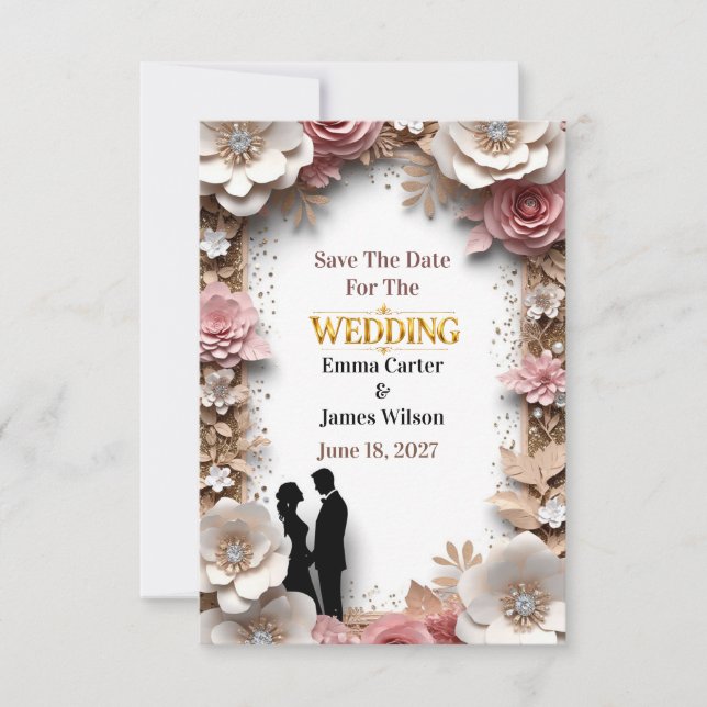 Reserve A Data 🌺Casamento de Primavera com Flores de Pêssego 💐 (Frente)