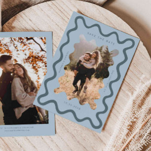 Reserve A Data Casamento de Quadro de Onda Azul