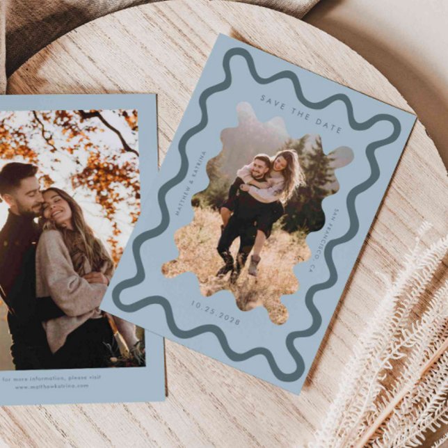 Reserve A Data Casamento de Quadro de Onda Azul (Criador carregado)