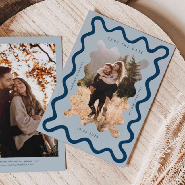 Reserve A Data Casamento de Quadro de Onda marinho Azul Esbatido (Criador carregado)