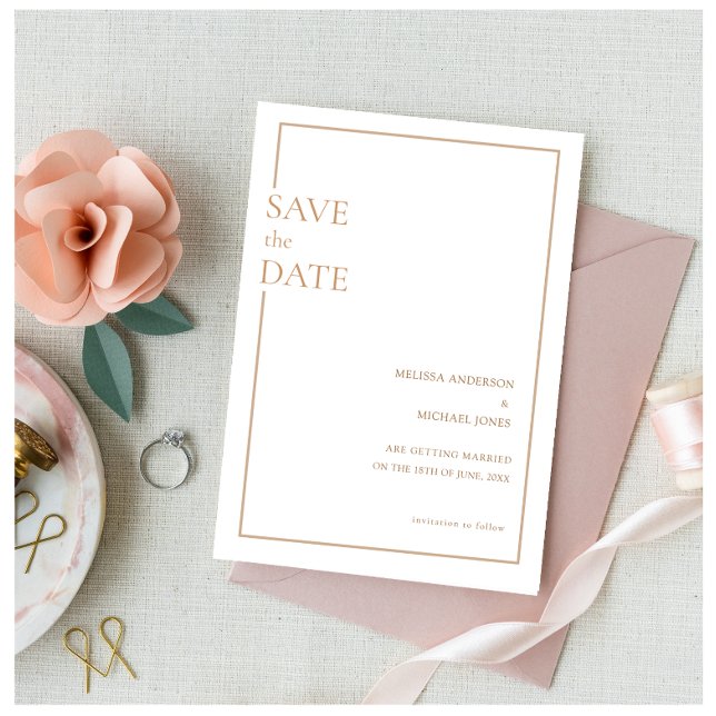Reserve A Data Casamento de Quadro Dourado Formal Mínimo Salve A  (Criador carregado)