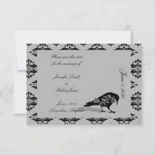 Reserve A Data Casamento de Quadro Gótico Raven Negro Salve a Dat