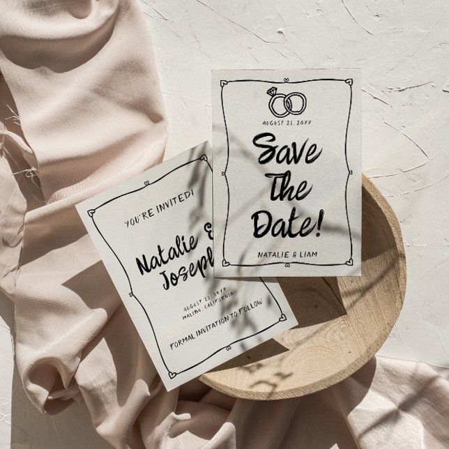 Reserve A Data Casamento de Quadro Retroativo Desenhado em Mão Mo (Criador carregado)