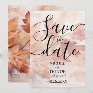 Reserve A Data Casamento de Ramo Frondoso de Aquarela de Outono P