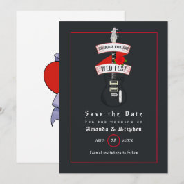 Reserve A Data Casamento de Rock and Roll Monograma Salve a Data
