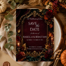 Casamento de Romance Sombrio Burgundy & Gold