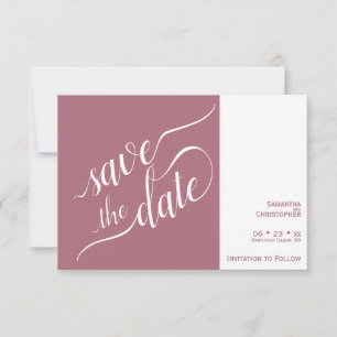 Reserve A Data Casamento de Rosa com poeira minimalista com calig