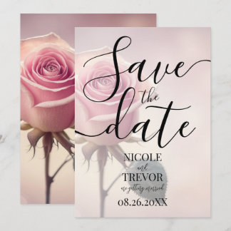 Reserve A Data Casamento de Rosa Rosa Única Personalizada