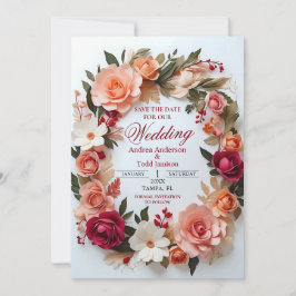 Reserve A Data Casamento de rosas de coroa floral