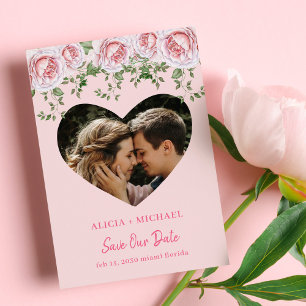 Reserve A Data Casamento de rosas elegantes com foto de coração p