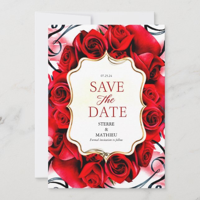 Reserve A Data Casamento de Rosas vermelhas Crimson com alegria m (Frente)