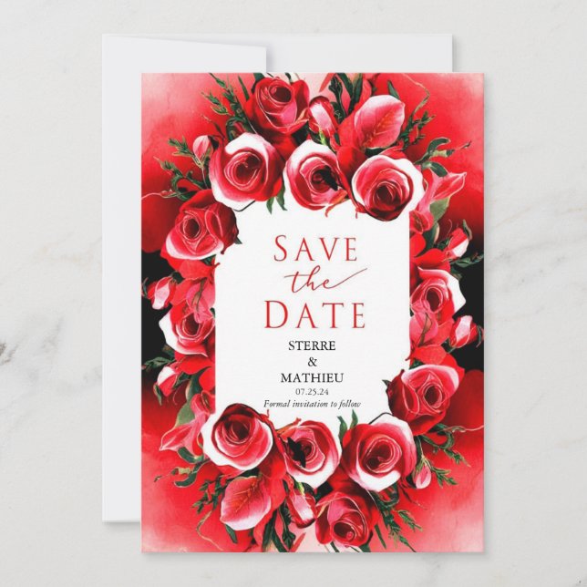 Reserve A Data Casamento de Rosas vermelhas de Crimson Imporal El (Frente)