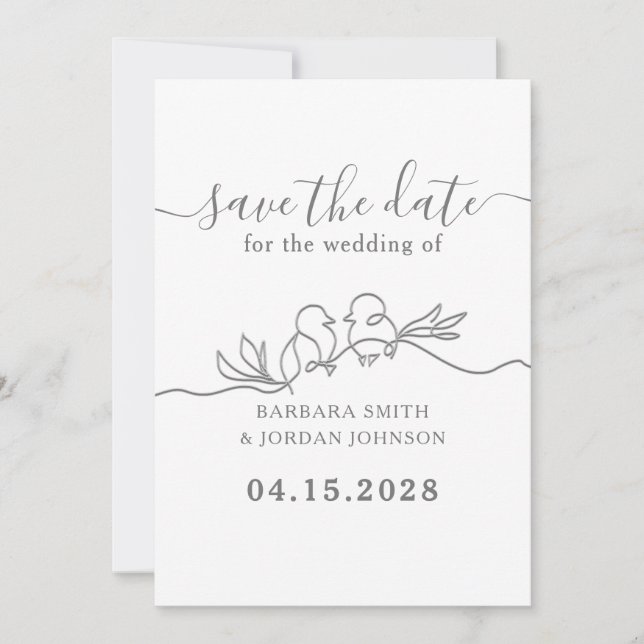 Reserve A Data Casamento de Roteiro Moderno Simples (Frente)