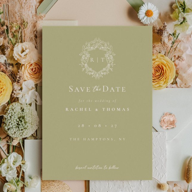 Reserve A Data Casamento de Sage em Monograma de Caligrafia Elega (Criador carregado)